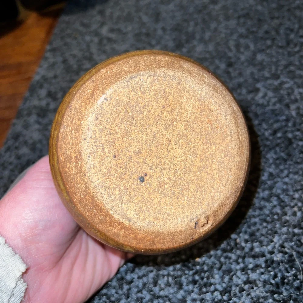 Vintage Stoneware Floral Pottery Vase/ Clay Oil Lamp - Picture 8 of 11